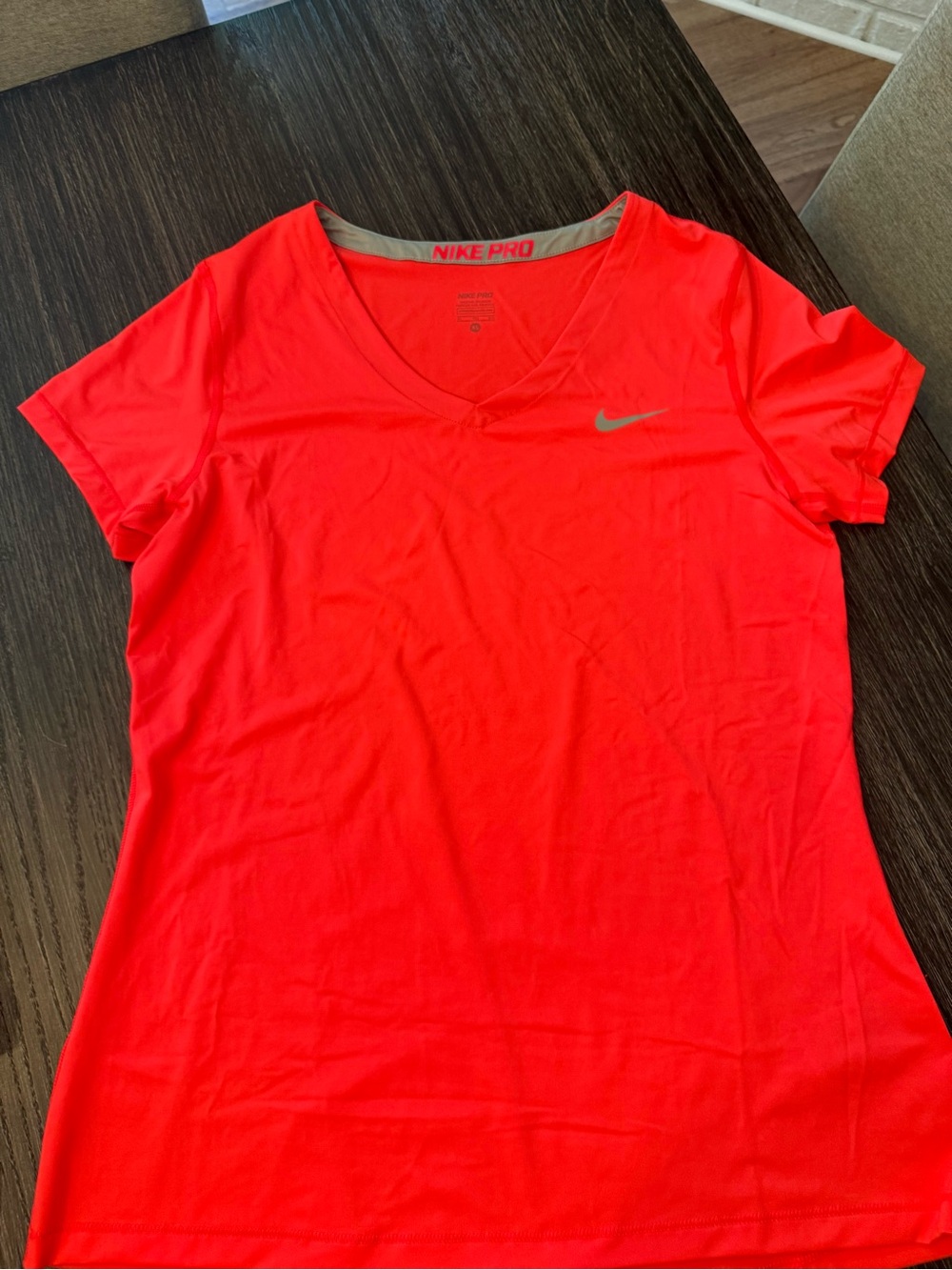 Nike Pro Women's Bright Coral Pink V-Neck Performance Tee